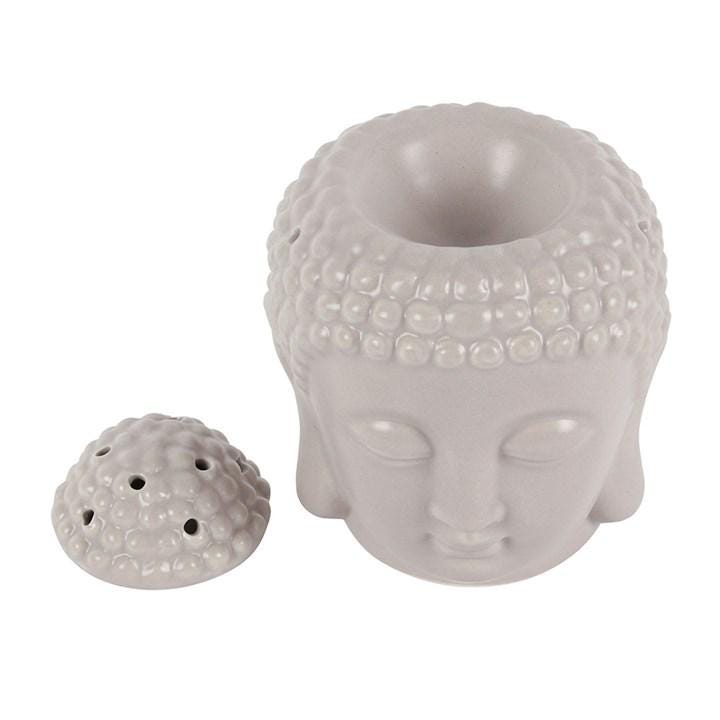 Grey Ceramic Buddha Head Oil & Wax Burner  | Meditation Home Decor Gift