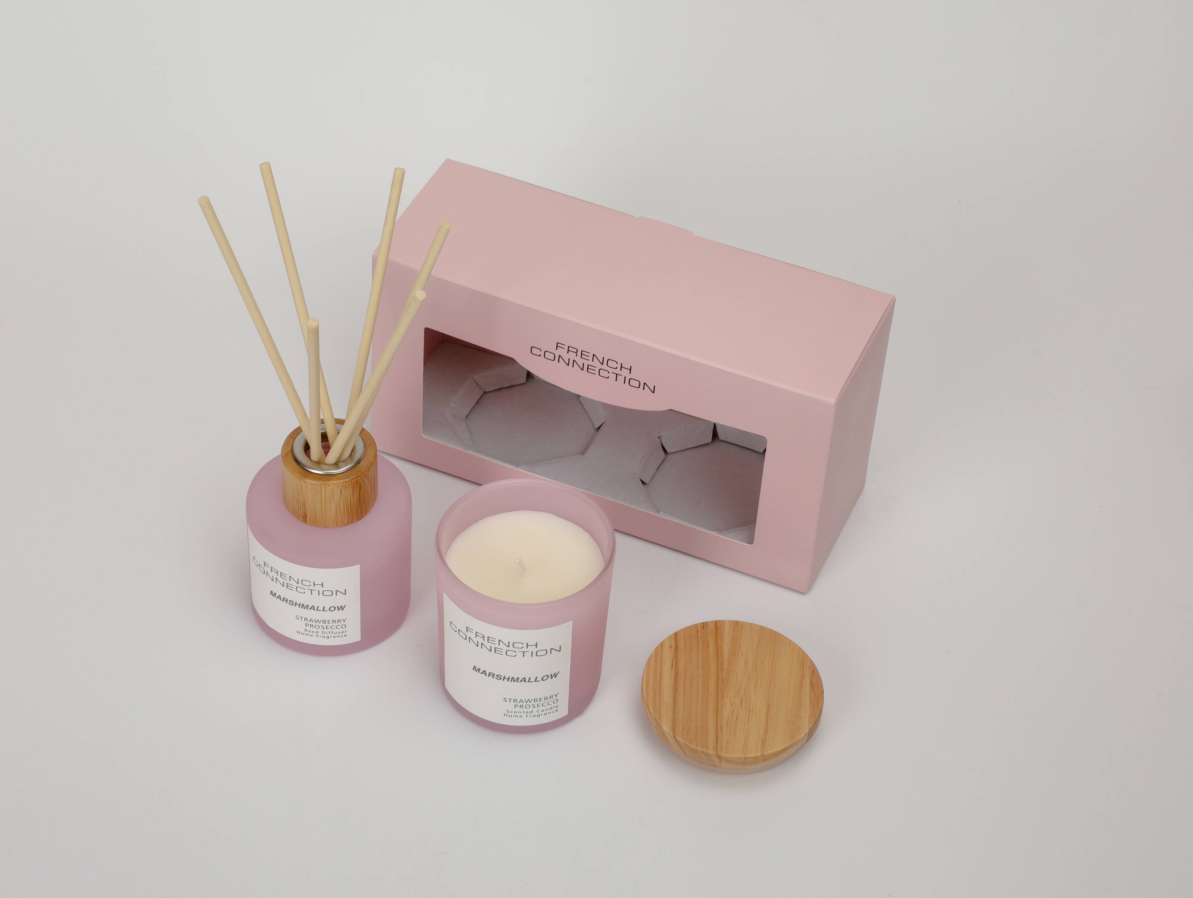 Pastel Strawberry Prosecco Candle & Reed Diffuser Set