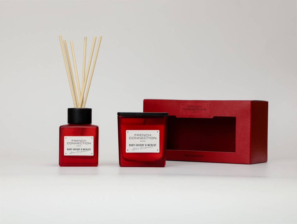 Square Cherry & Merlot Candle and Reed Diffuser Set