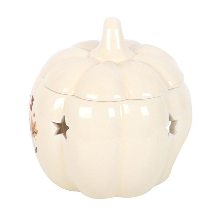 Autumn Magic Pumpkin Oil Burner • Ceramic Pumpkin Wax Melt Warmer • Star Cutout