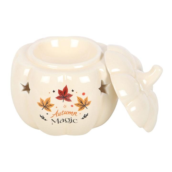 Autumn Magic Pumpkin Oil Burner • Ceramic Pumpkin Wax Melt Warmer • Star Cutout