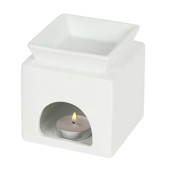 White Home Cutout Ceramic Oil Burner & Wax Melter | Minimalist Home Décor Gift