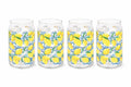 Set of 4 Lemon Print Can Glasses, Citrus Drinkware, Summer Iced Coffee Cups