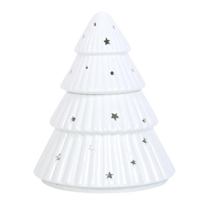 White Ceramic Christmas Tree Wax Melt & Oil Burner •  Winter Home Decor • Ideal Festive Gift