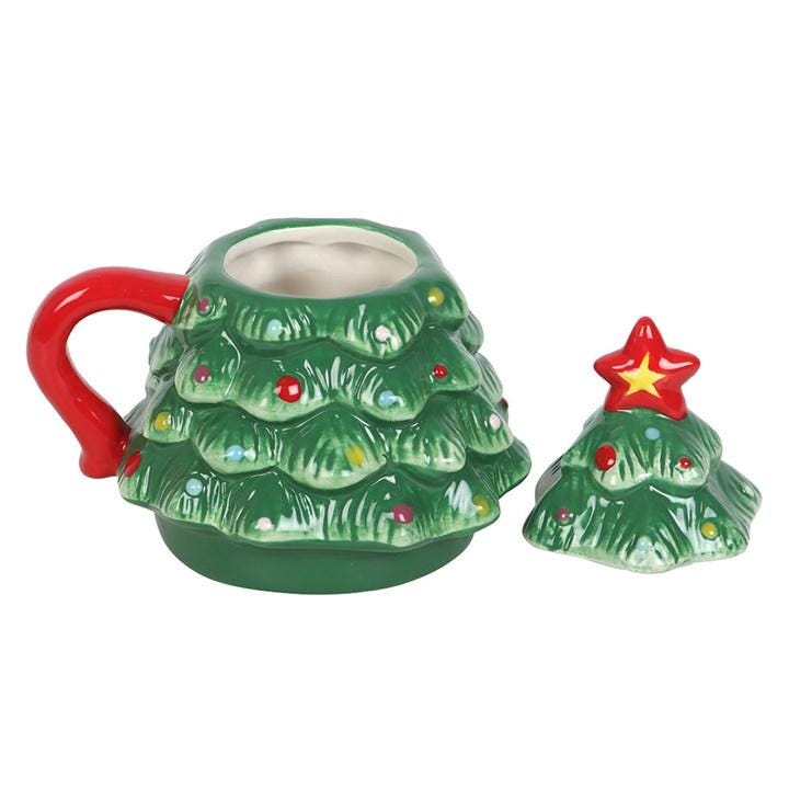 Vintage Christmas Tree Mug with Lid
