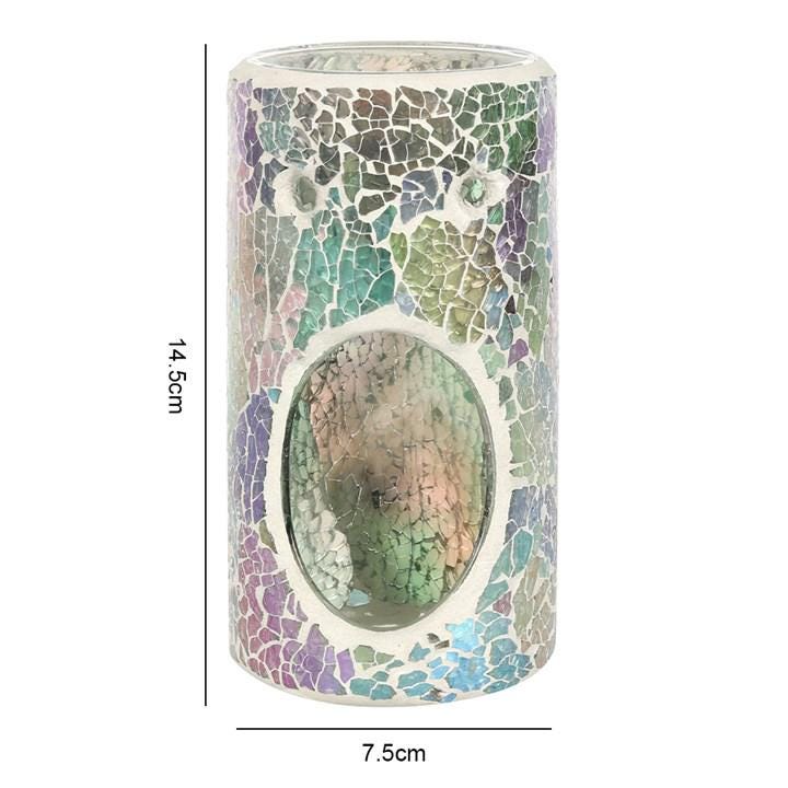 Iridescent Blue Crackle Glass Oil Burner | Mosaic Wax Warmer