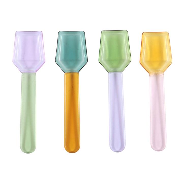Set of 4 Pastel Glass Dessert Spoons | Colourful Ice Cream Spoons | Tableware Gift