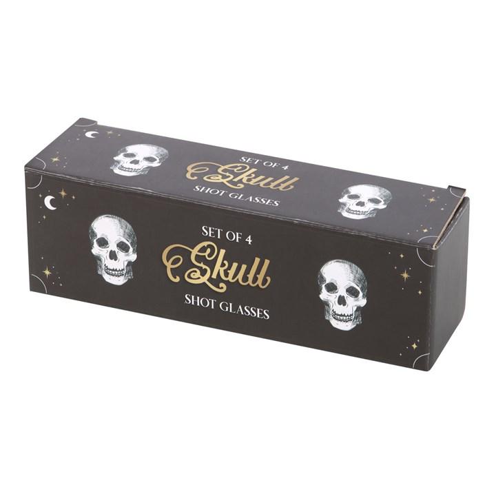 Set of 4 Skull Shaped Shot Glasses | Barware Gift Set